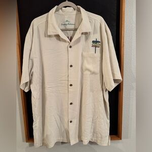 Tommy Bahama 100% Silk Hawaii embroidery Button Down Shirt XXl